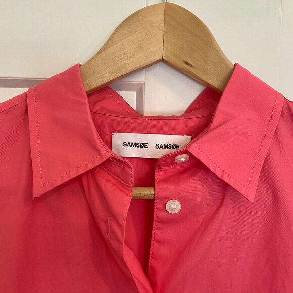 Samsoe Samsoe Luana Button Up Shirt in Bright Pink ~ LIKE NEW - Picture 4 of 10
